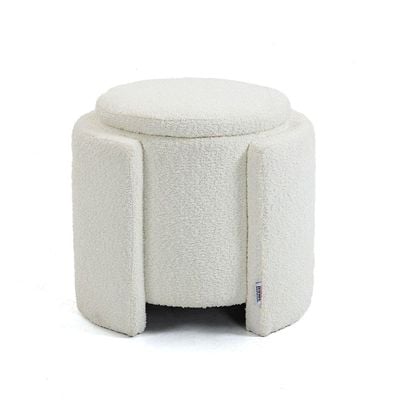 Bergman Fabric Storage Ottoman - White - With 2-Year Warranty